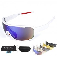 Kagogo Polarized Sports Sunglasses UV400 Protection Cycling Glasses With 5 Interchangeable Lenses for Cycling  Baseball Fishing  Ski Running Golf - B07C26KRB9
